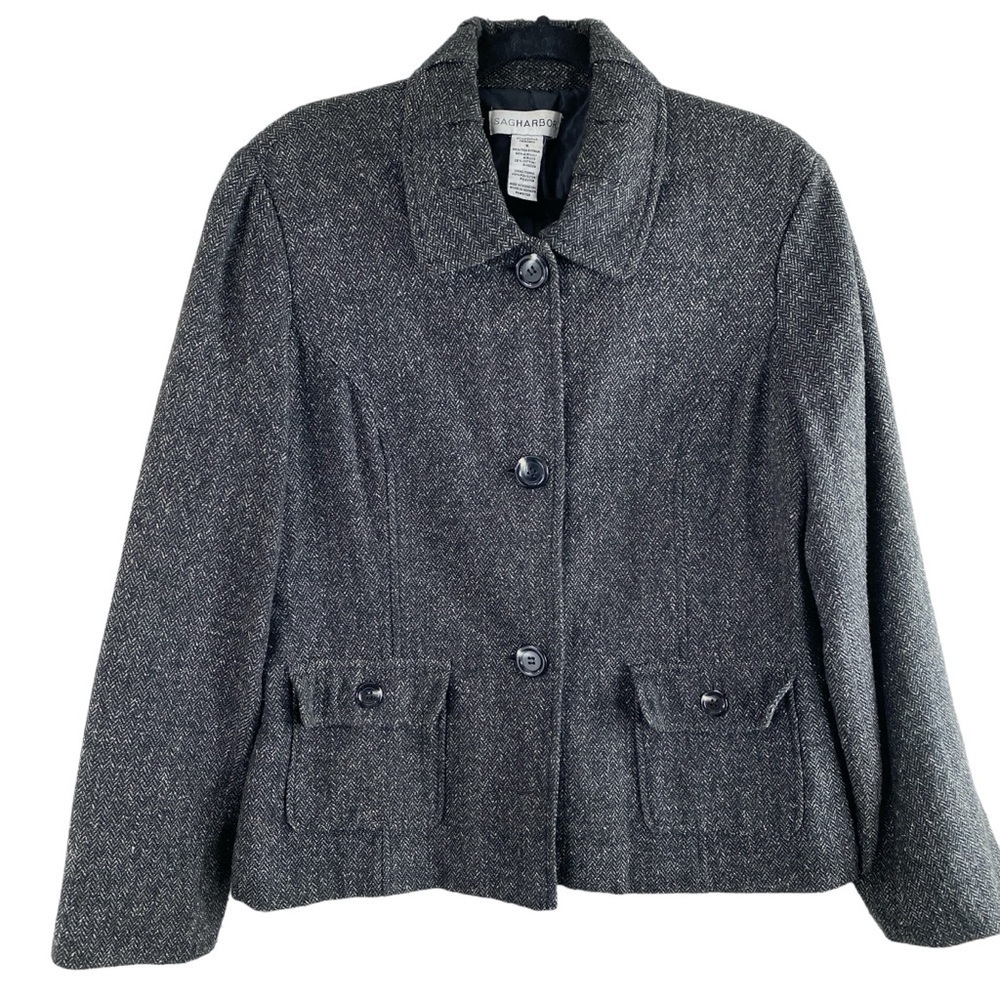 Sag Harbor Vintage Women’s Herringbone Tweed Acrylic Cotton‎ Classic Fit Sz 16